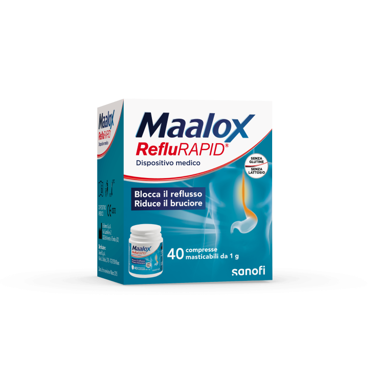 Sanofi Maalox RefluRAPID Sin Gluten Sin Lactosa Dispositivo Médico 40 Comprimidos Masticables