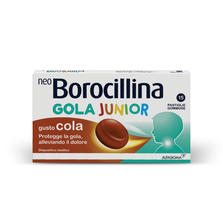 NeoBorocillin Garganta Junior Alfasigma 15 Comprimidos Gominolas Cola