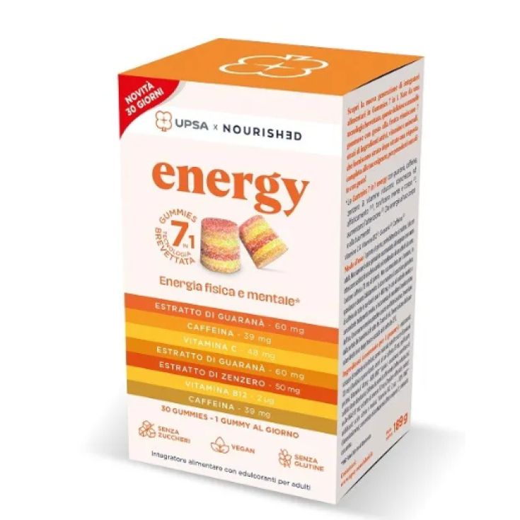 Upsa Energy Integratore Gommoso Senza Zucchero con Vitamine, 30 Unità