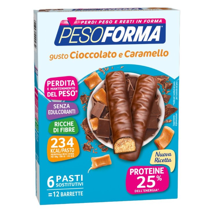 Pesoforma Barritas Sustitutivas de Comida Chocolate y Caramelo 12 Barritas