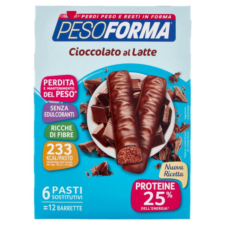 Pesoforma Sustituto de Comida Barritas de Chocolate con Leche 12 Barritas