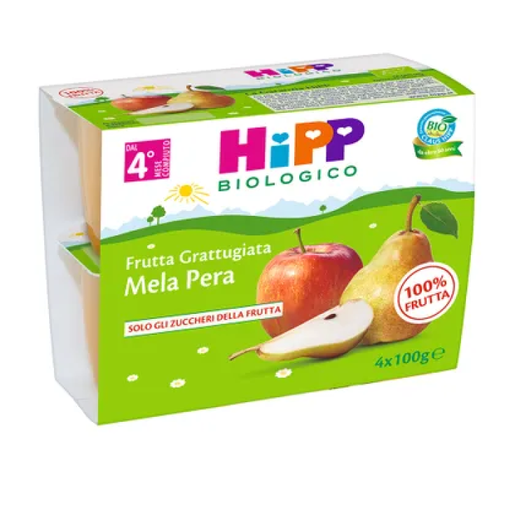 HiPP Fruta rallada orgánica Manzana Pera 4x100g