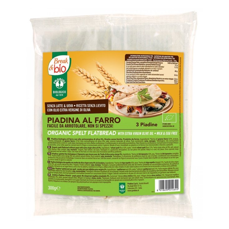 Breack & Bio Espelta Entera Piadina Con Aceite De Oliva Virgen Extra Probios 300g