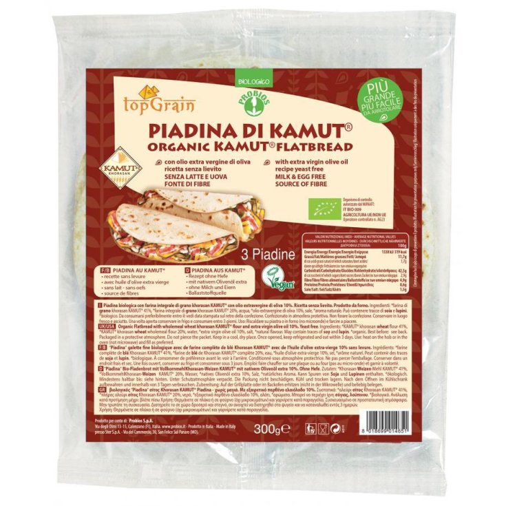 TopGrain Kamut Piadina Con Aceite De Oliva Virgen Extra Probios 300g