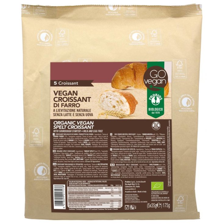 Croissant de Espelta Go Vegan Probios 5x35g