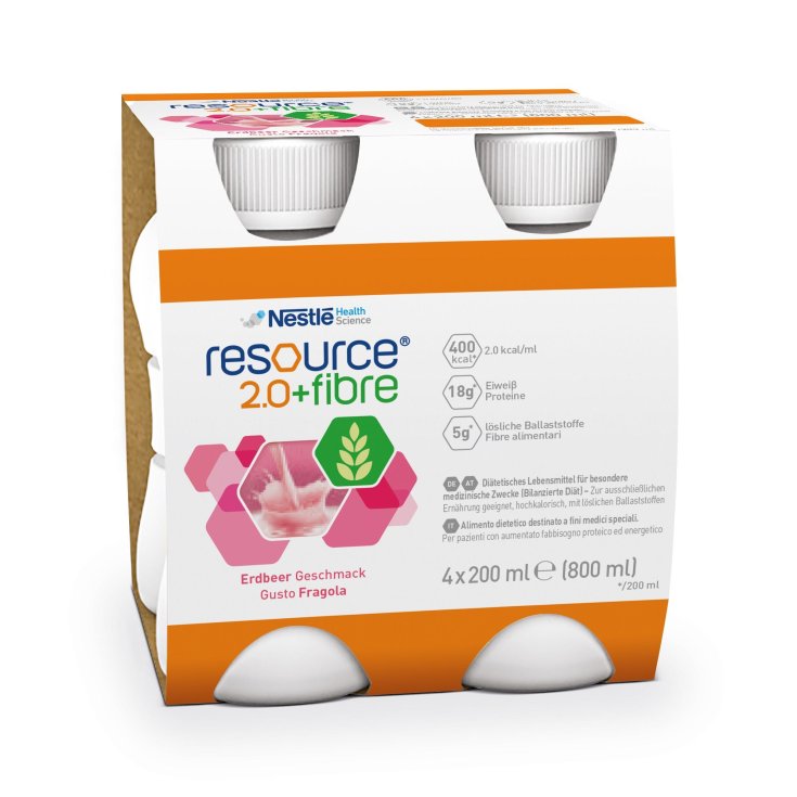 Nestlè Health Science Resource 2.0 + Bebida de fibra de fresa enriquecida con fibras FOS y GOS 200ml