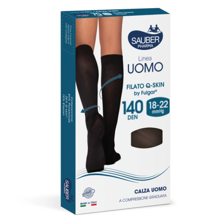 Sauber Pharma Línea Hombre Calcetines Anatómicos QSKIN 140 DEN Hilo Talla G (43-45) Azul