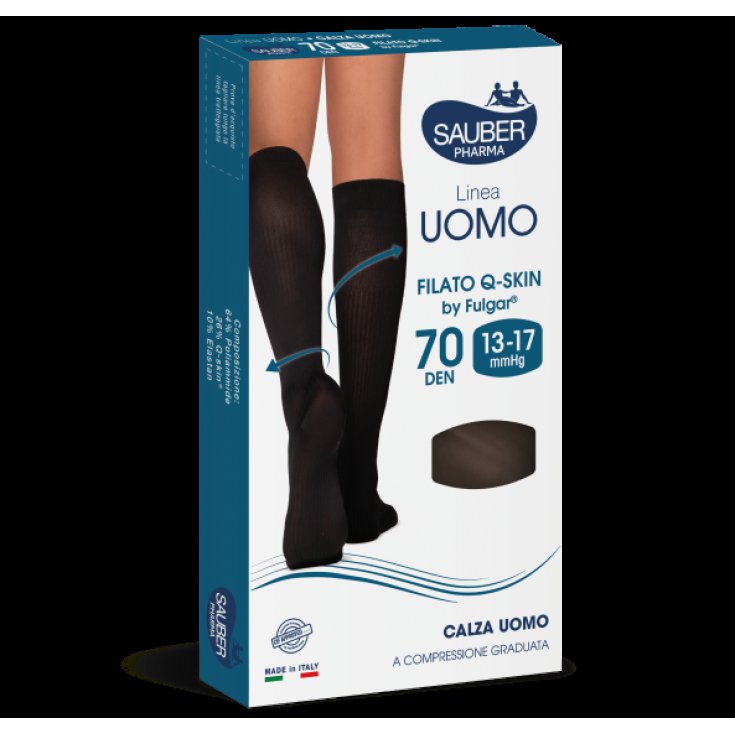 Sauber Pharma Línea Hombre Calcetines Anatómicos QSKIN 70 DEN Hilo Talla M (41-43) Antgracite