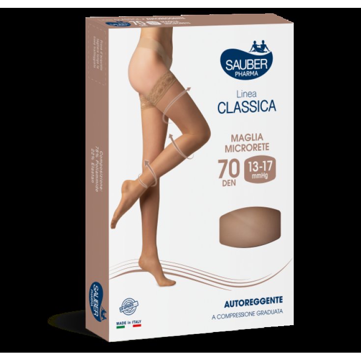 Sauber Pharma Classic Line Stay Ups 70 DEN Color Beige Neutro Talla 2