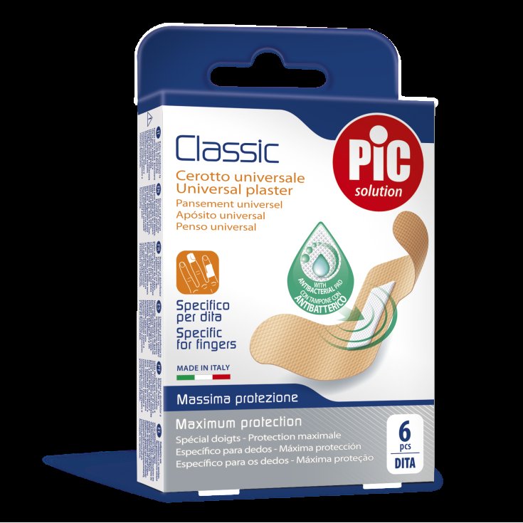 PIC Classic Parche Universal Formato Zeta Anti Bacterial Para Dedos 6 Piezas