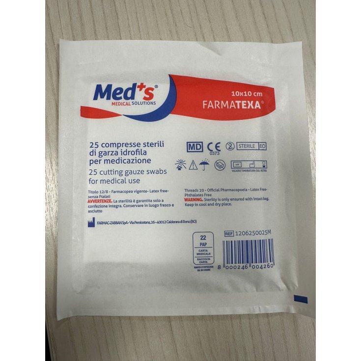 Gasas Meds 12/8 10x10cm 25uds