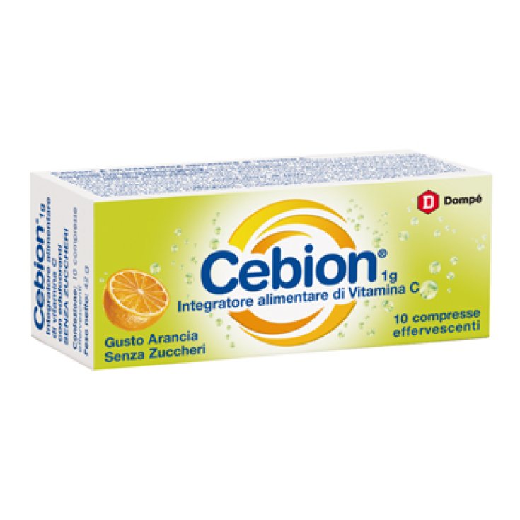 Bracco Cebion 1g Complemento Alimenticio De Vitamina C Naranja Sin Azucar 10 Comprimidos Efervescentes