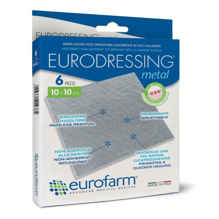 Eurodressing Metal Medic Medicamentos Estériles 10x10 6 Apósitos