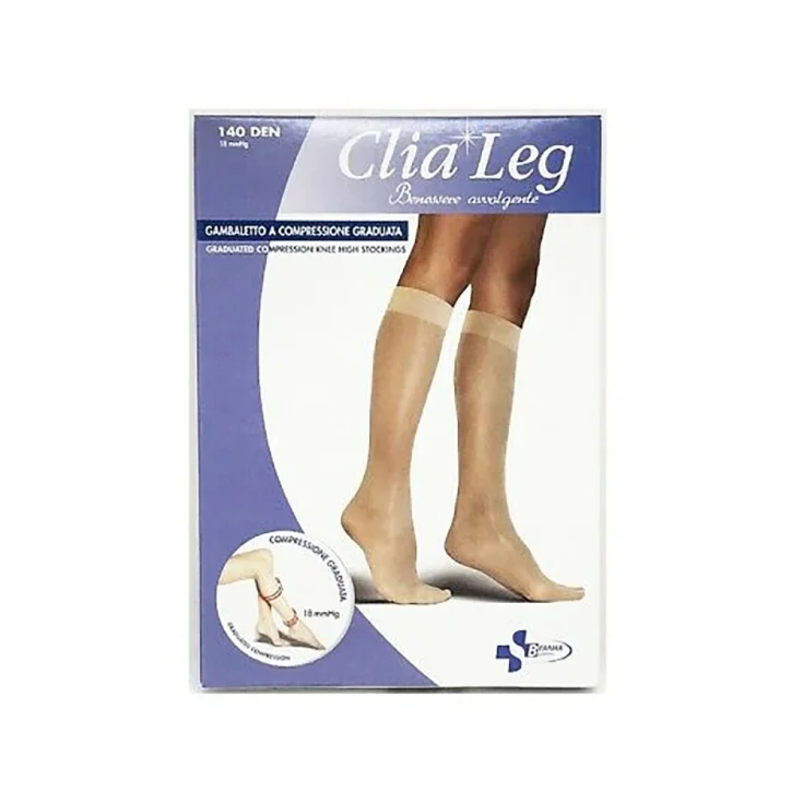 Clialeg Medias Rodilla 140Den Punta Abierta Color Playa Talla 3