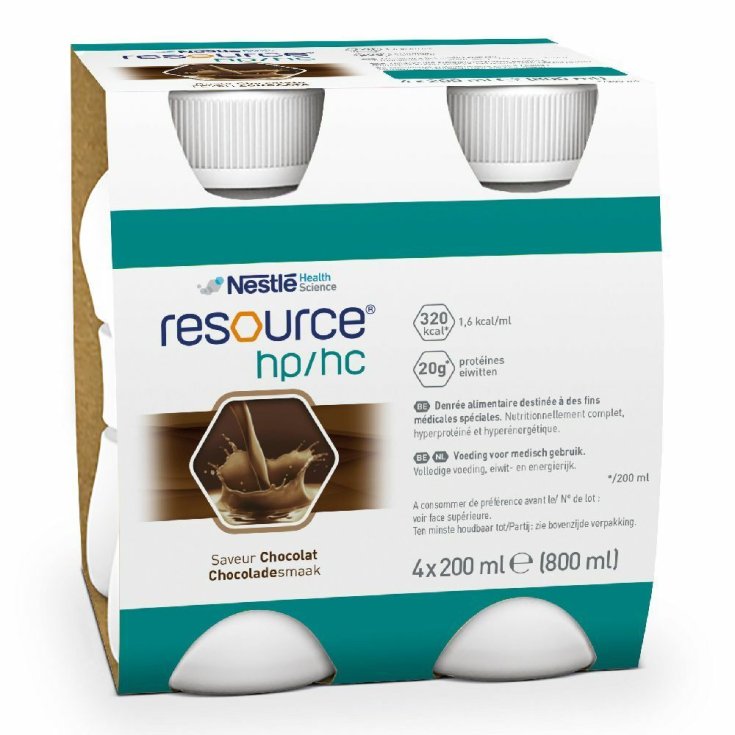 Nestlé Health Science Resource HP/HC Bebida de Chocolate Alta en Calorías y Alta en Proteínas 4 x200ml