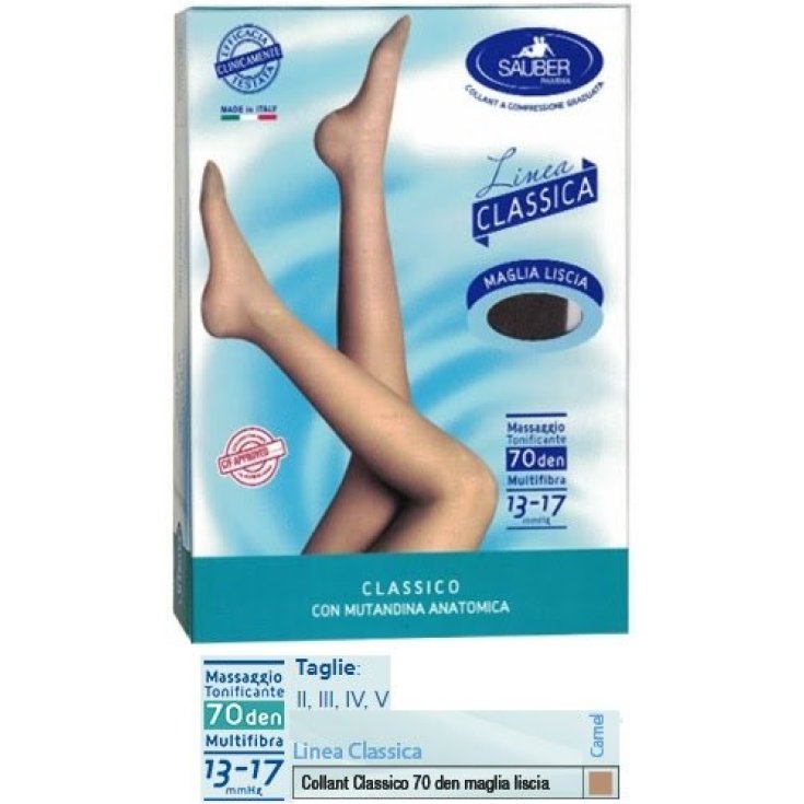 Sauber Pharma Classic Line Stay-ups Tights 70 Den Smooth Jersey Color Camel Talla 2