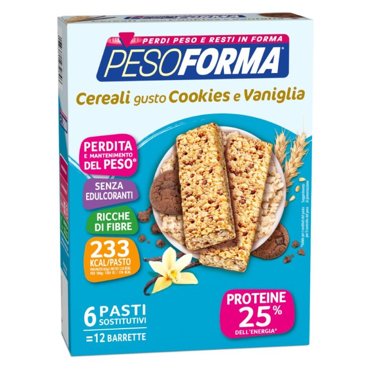 Pesoforma Barritas Sustitutivas de Comida Sabor Galletas y Vainilla 12 Barritas