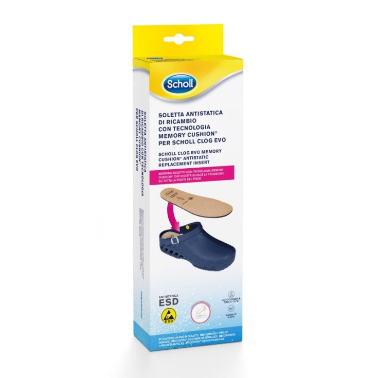 Plantilla Antiestática De Recambio Scholl Con Tecnología Memory Cushion Para Scholl Clog Evo Talla 40-41