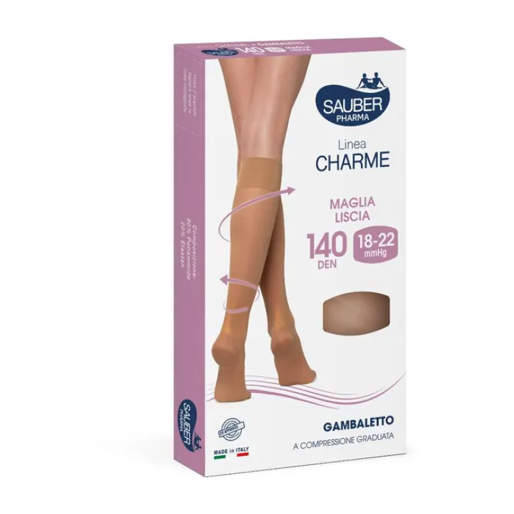 Línea Clásica Medias Hasta la Rodilla 140Den Jersey Liso Color Sauber Beige Talla 3