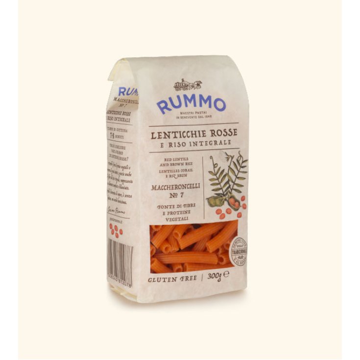 Pasta Rummo con Lentejas Rojas y Arroz Integral Maccheroncelli n7 Sin Gluten 300g