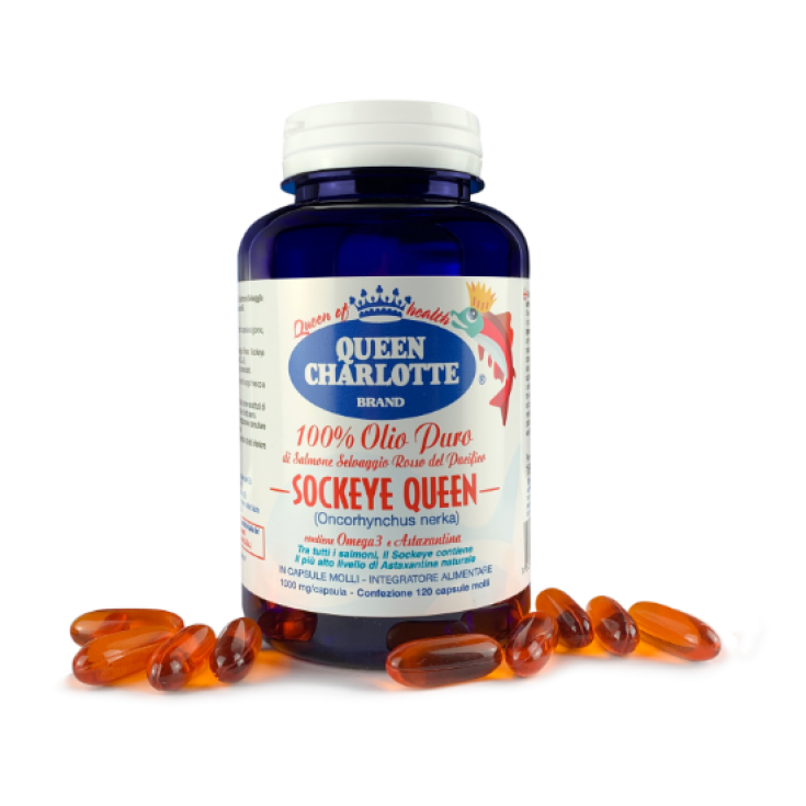 Queen Charlotte Sockeye Suplemento alimenticio de aceite salvaje de salmón rojo puro 120 cápsulas