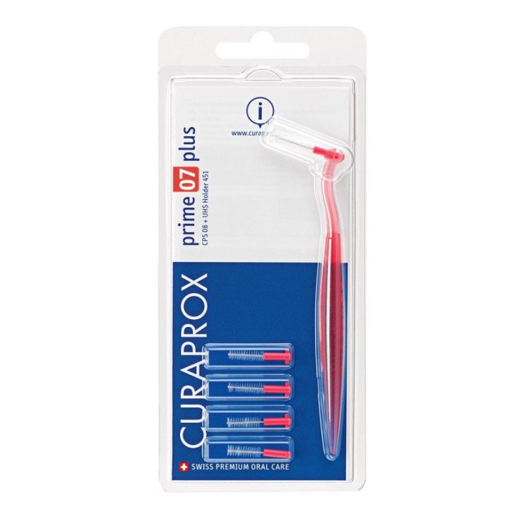 Curaprox Prime 07 Plus Cepillos de Dientes Finos Mango Rojo 5 Piezas