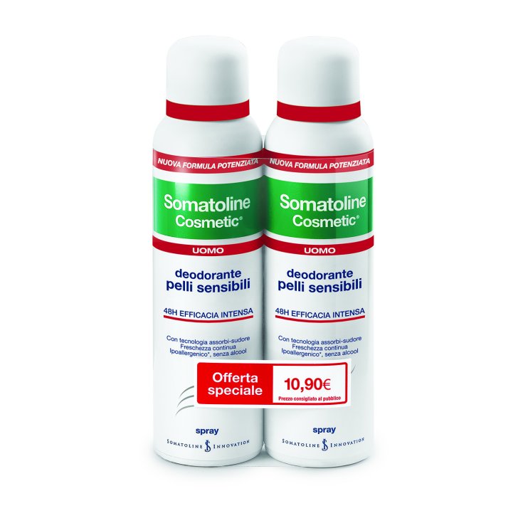 Somatoline Cosmetic Desodorante Hombre Piel Sensible Dúo 2x150ml