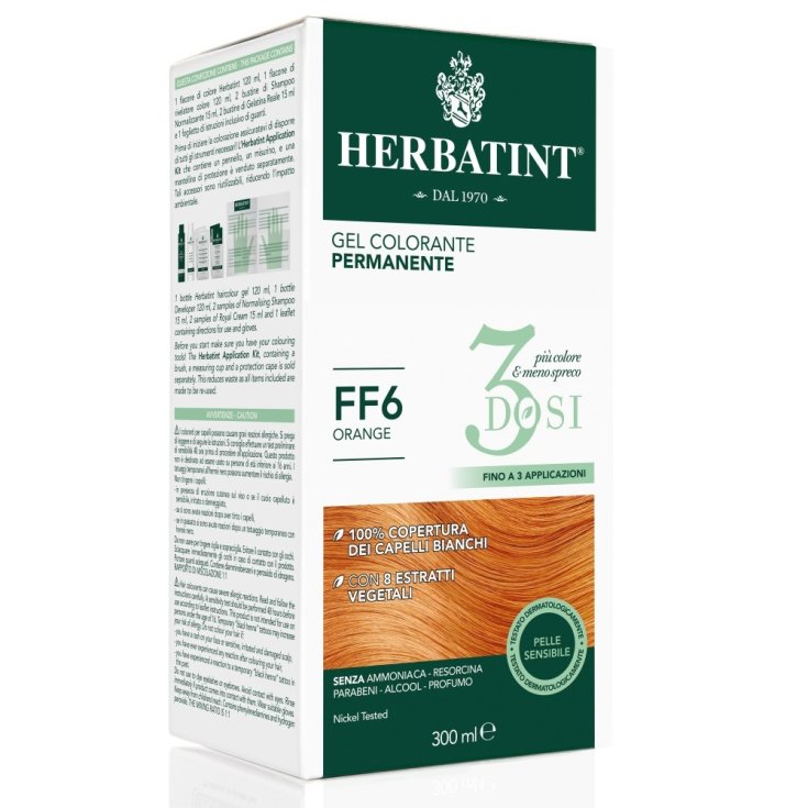 Herbatint Coloración Permanente Gel Tinte Capilar 3 Dosis Ff6 Naranja 300ml