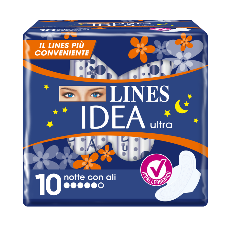 LINES IDEA Ultra Night con 10 Alas Absorbentes