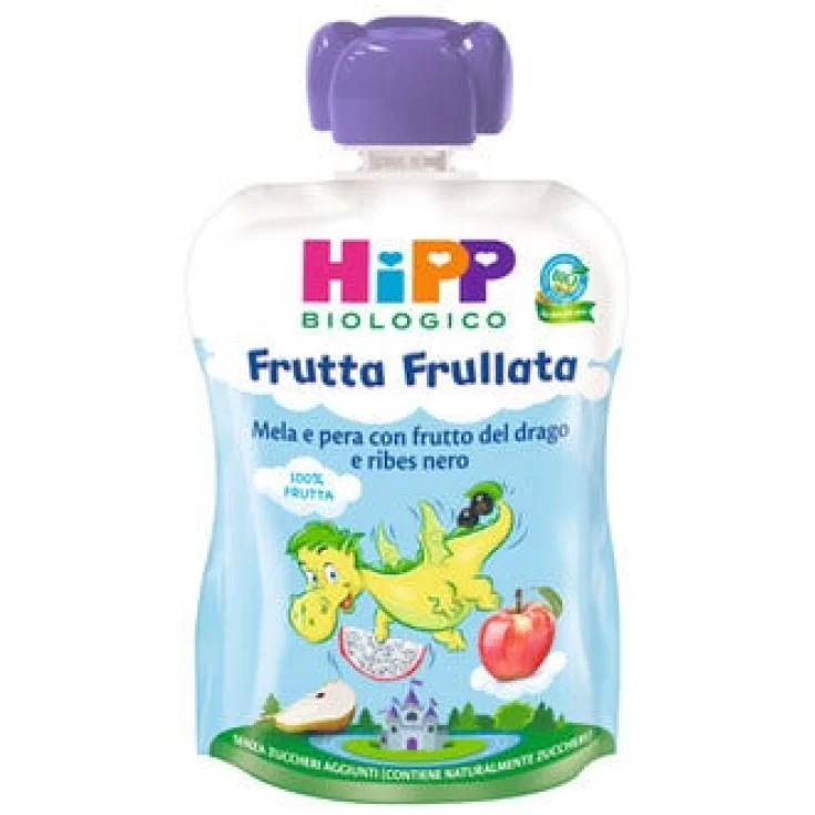 Batido de frutas orgánicas HiPP, manzana, pera, grosella dragón, 90 g