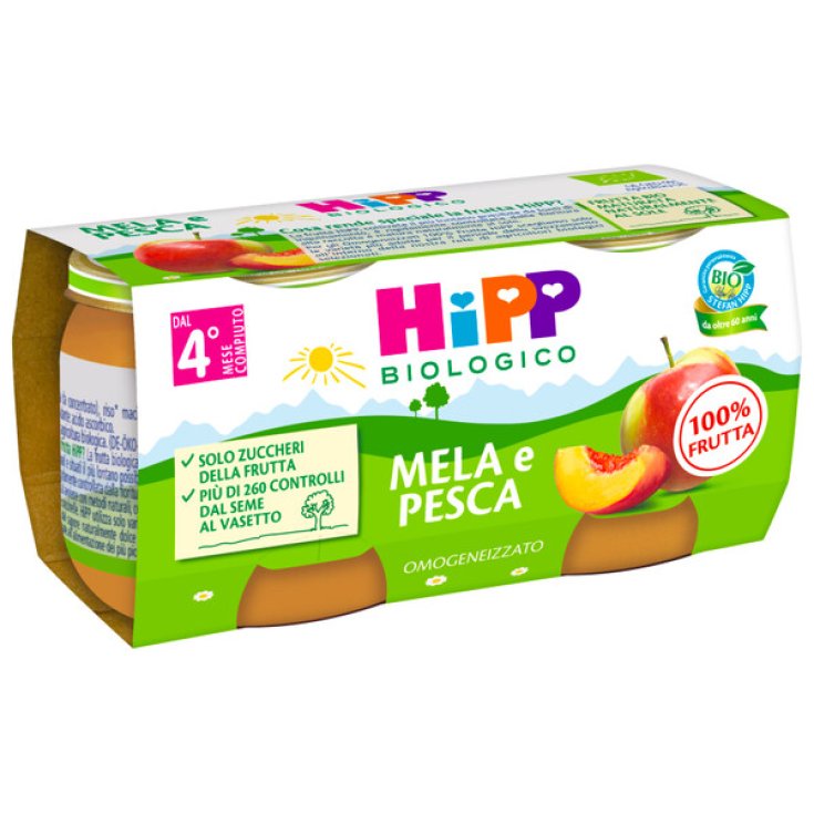 Manzana y Melocotón Ecológico HiPP 2x80g