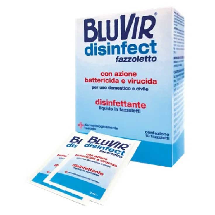 BluVir Disinfect Bactericida Y Virucida 10 Pañuelos Desinfectantes
