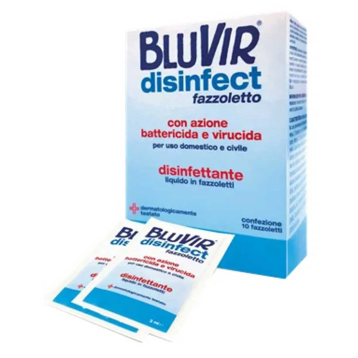 BluVir Disinfect Bactericida Y Virucida 10 Pañuelos Desinfectantes