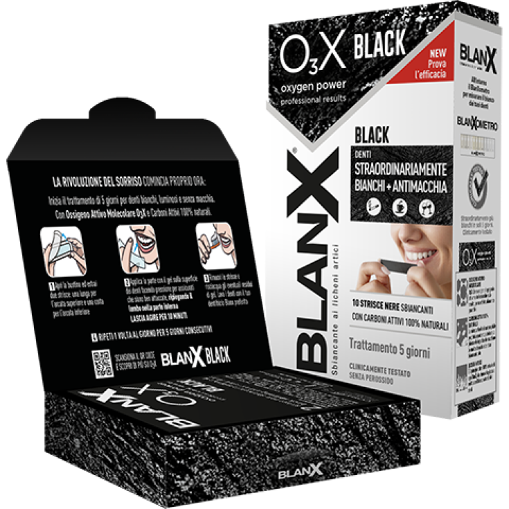 O₃X Black Black Stripes blanqueamiento BlanX 14 tiras