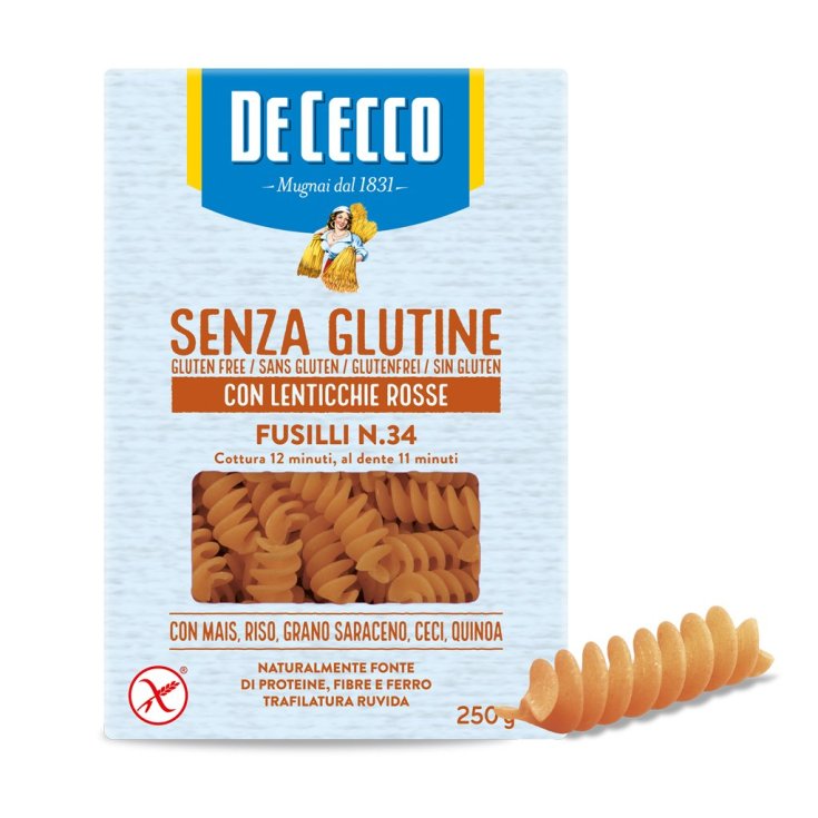 Fusilli n° 34 Con Lentejas Rojas Sin Gluten De Cecco 250g