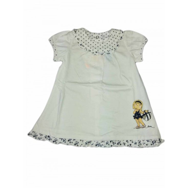 CHICCO Vestido Bebé Niña Blanco/Azul Algodón Talla 6 Meses