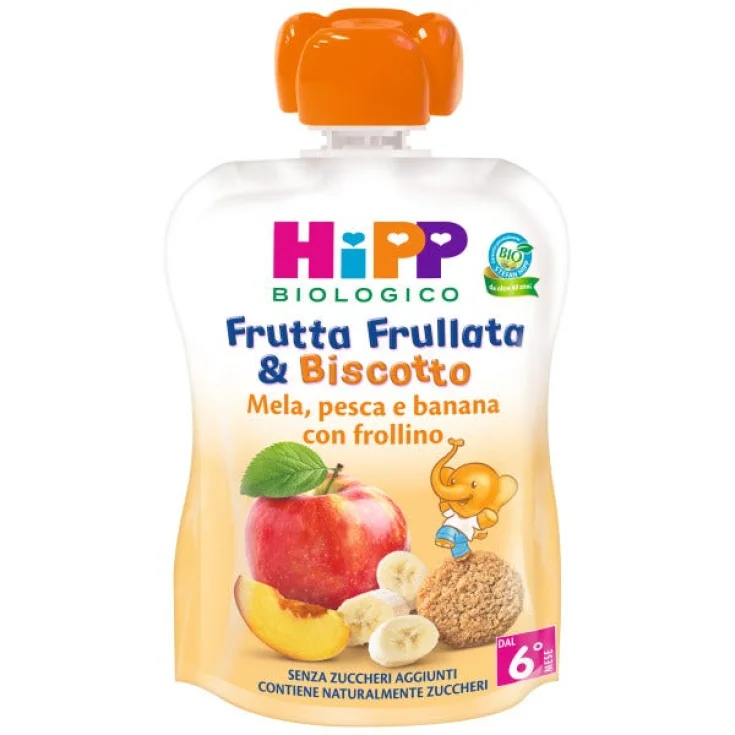 Batido de frutas y galleta orgánica HiPP Manzana Melocotón Plátano 90g