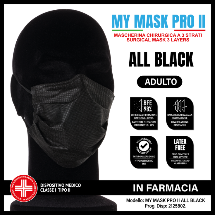 MYMASK PRO II TODO NEGRO 10 Piezas