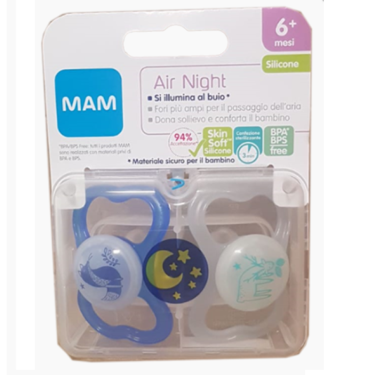 Air Night MAM 6+ Meses 2 Chupetes Fantasía Azul