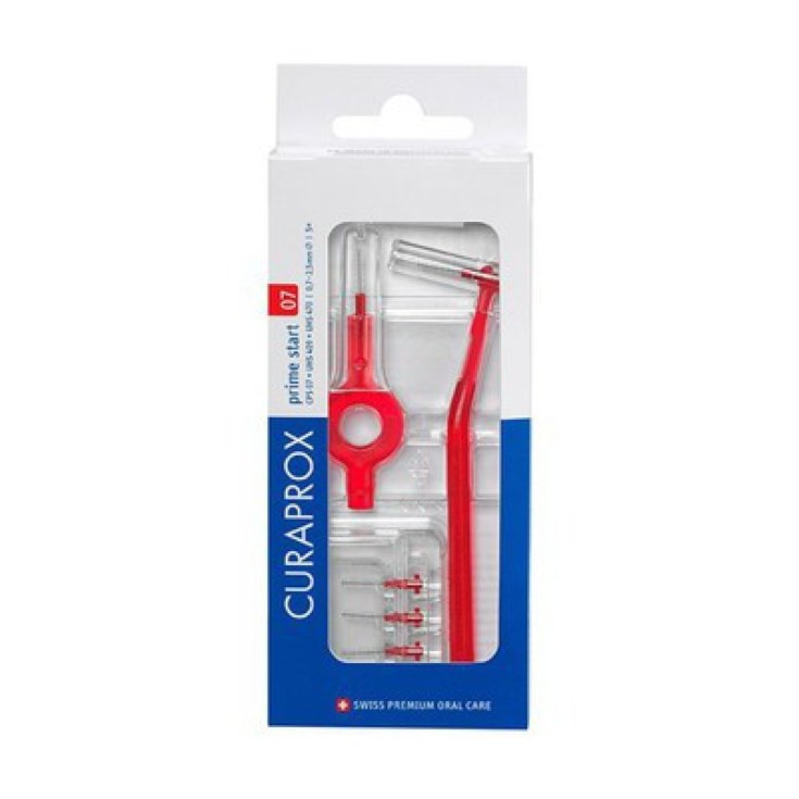 Prime Start 07 Curaprox Cepillo Interdental Rojo 5 Piezas + 2 Mangos