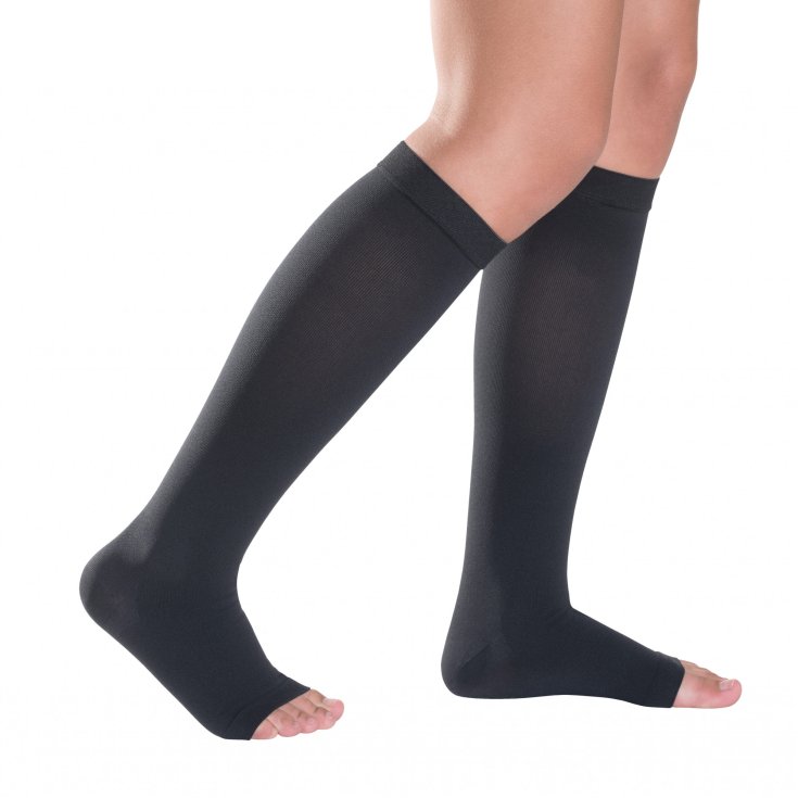 Hasta la rodilla Sigvaris 701 Open Toe Negro Talla M Corto