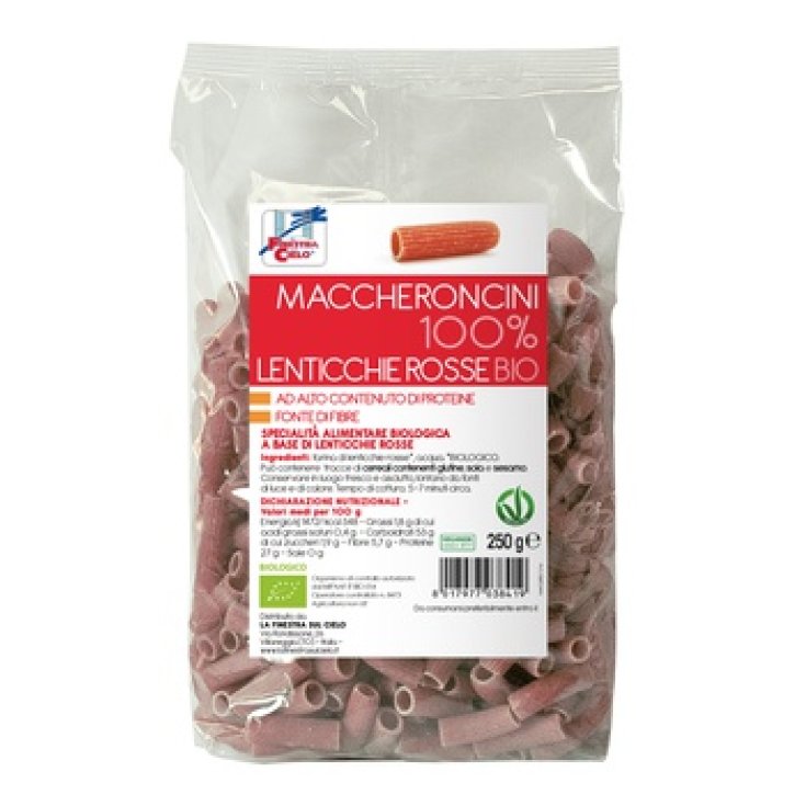 Maccheroncini 100% Lentejas Rojas La Finestra Sul Cielo 250g