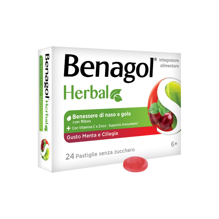 Herbal Mint Cold Cherry Benagol 24 Comprimidos