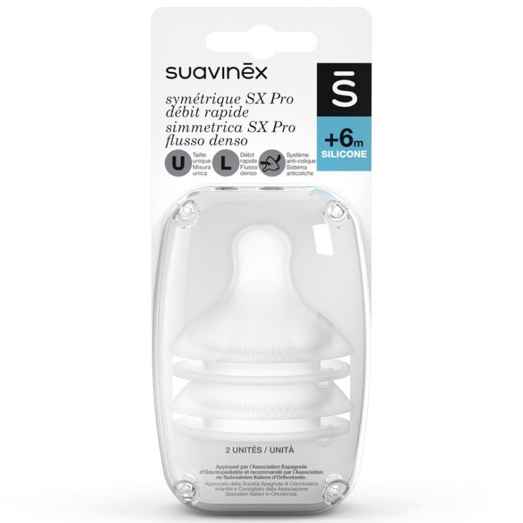 SX PRO Suavinex Tetina Silicona Flujo Denso (L) 2 Piezas