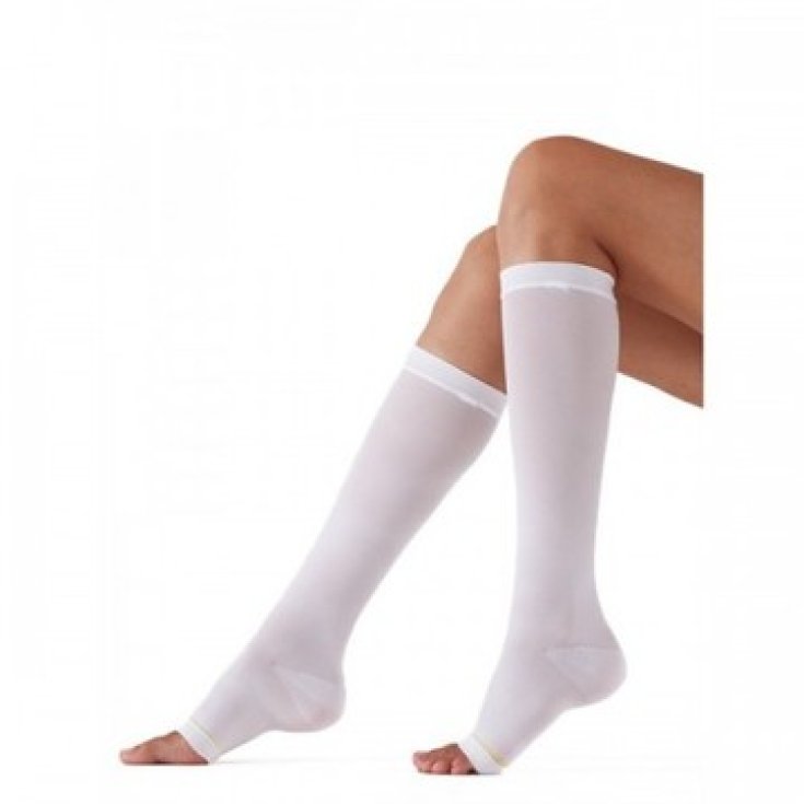 VARISAN ATE 18 Medias hasta la rodilla blancas con puntera abierta Talla 5