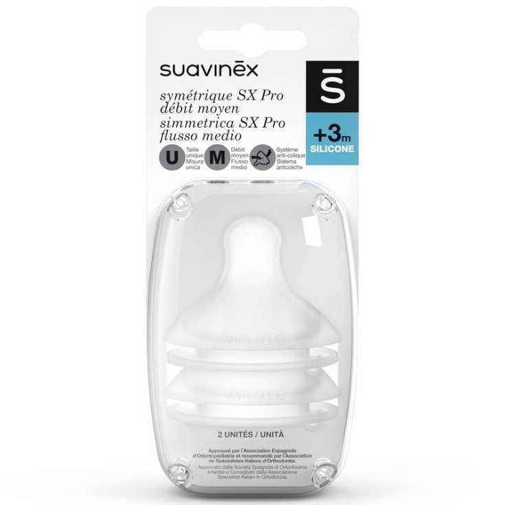SX PRO Suavinex Tetina Silicona Flujo Medio (M) 2 Piezas