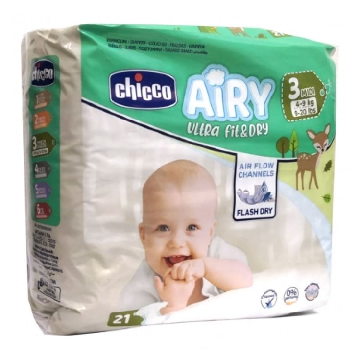 Airy Ultra Fit & Dry MIDI 4-9Kg Chicco 21 Pañales