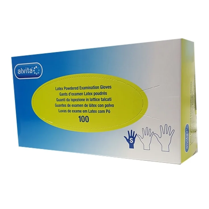 ALVITA® GUANTES LATEX SIN POLVO S 100 Piezas
