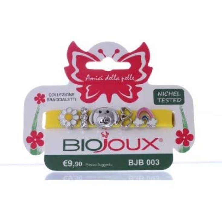 Pulsera Biojoux® de Silicona Amarilla con Charms de Metal SANICO