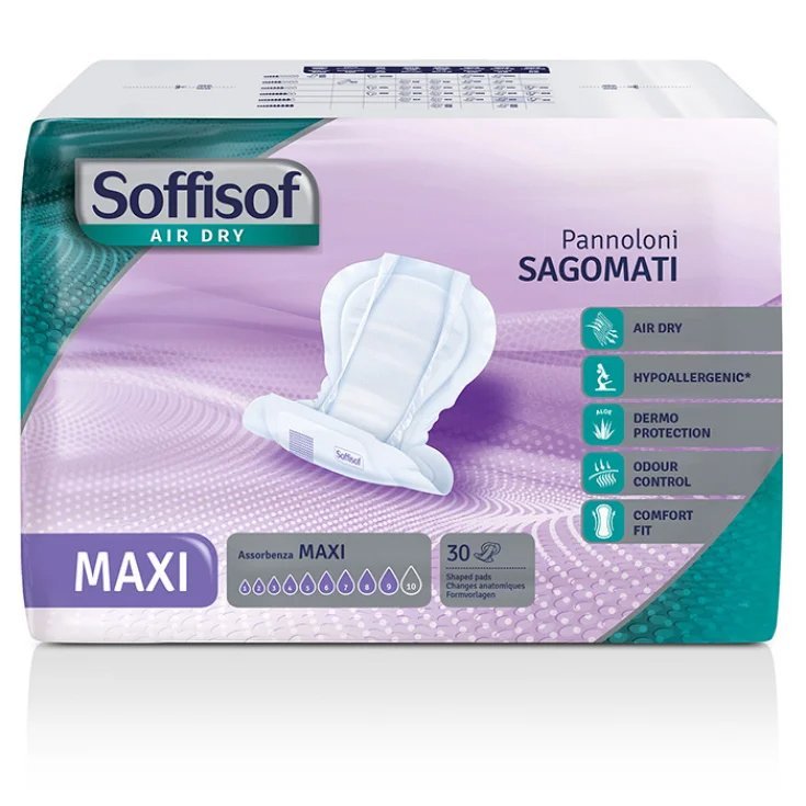 Maxi Soffisof Air Dry Pañales Moldeados 30 Piezas